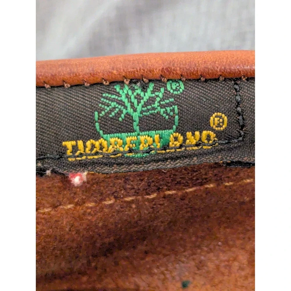 Vintage Timberland Boat Shoes Mens 7.5 M Brown Leather 2 Eye Handsewn USA Made
